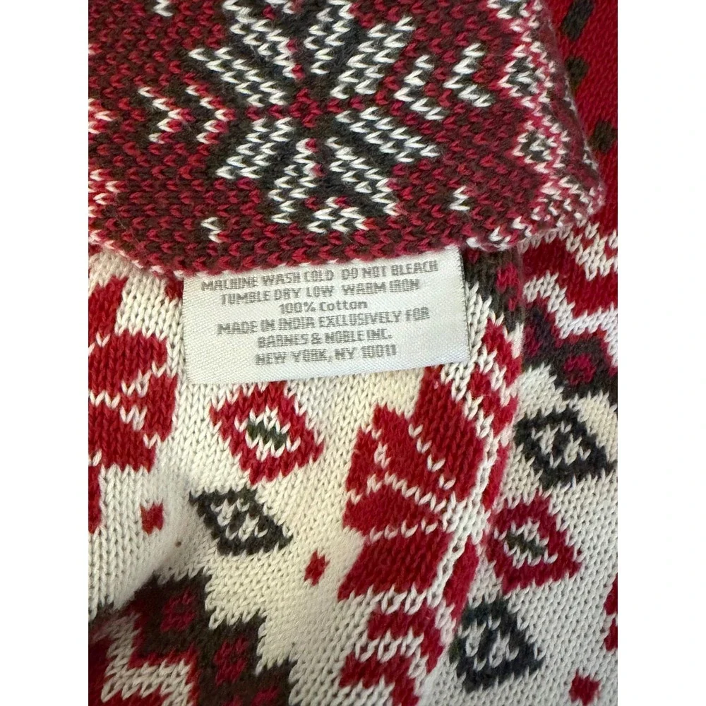 Punctuate by Barnes & Noble Red Snowflake Christmas Fair Isle Cotton Blanket